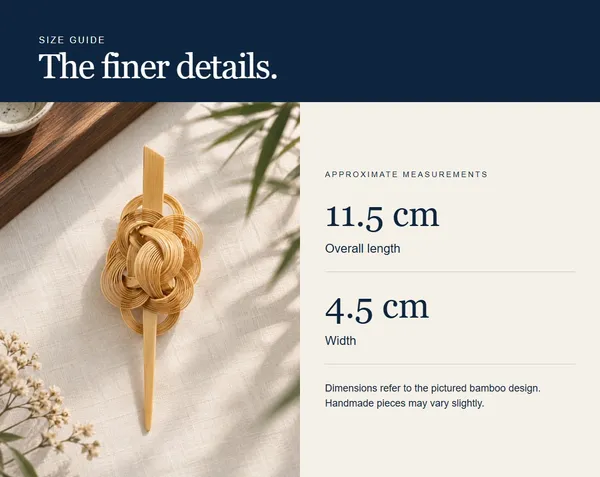 Natural Flower Knot Pin — measurement diagram