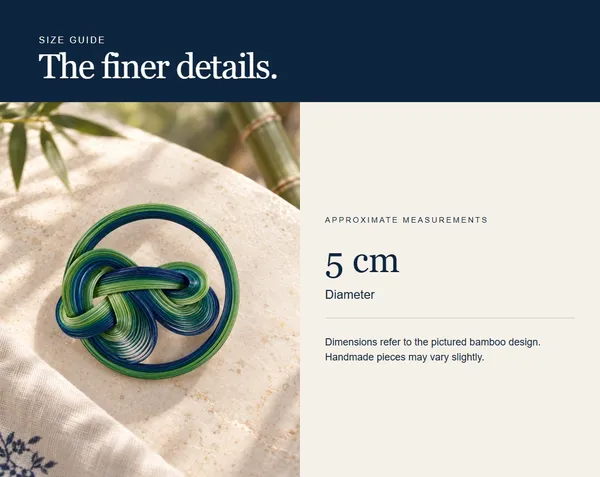 Blue & Green Circle Knot — measurement diagram