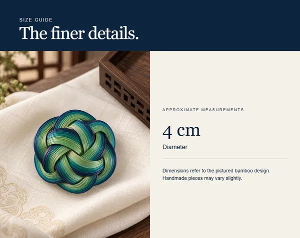 Blue & Green Woven Rosette — measurement diagram