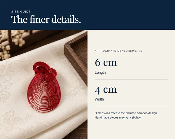 Red Teardrop Knot — measurement diagram