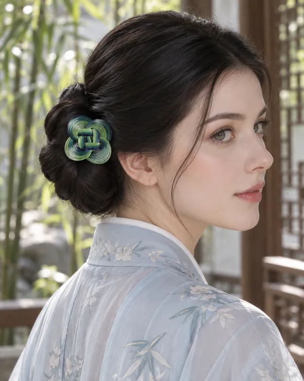 Blue & Green Square Knot — styling photograph 1