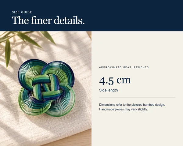 Blue & Green Square Knot — measurement diagram