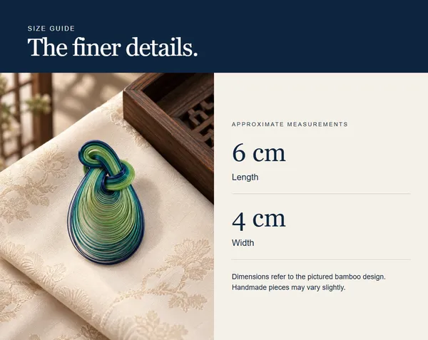 Blue & Green Teardrop Knot — measurement diagram