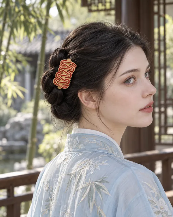 Red & Natural Ribbon Knot — styling photograph 2