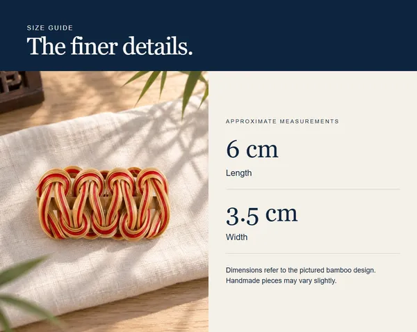 Red & Natural Ribbon Knot — measurement diagram