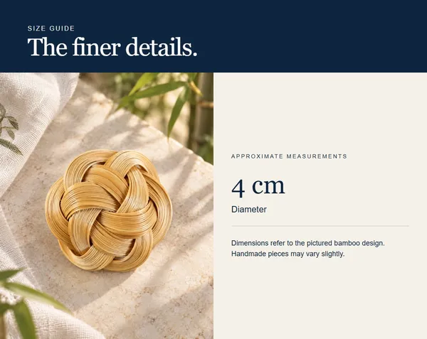 Natural Woven Rosette — measurement diagram