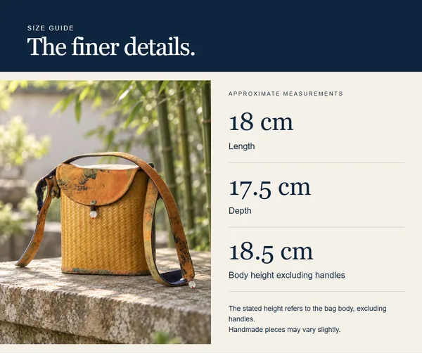 Landscape flap bag — measurement diagram