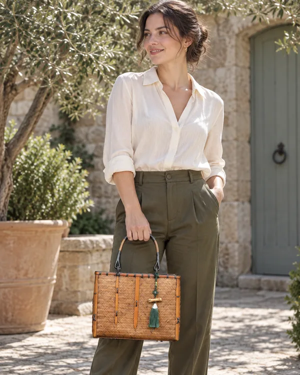 Tassel frame tote — styling photograph 2