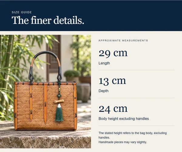 Tassel frame tote — measurement diagram