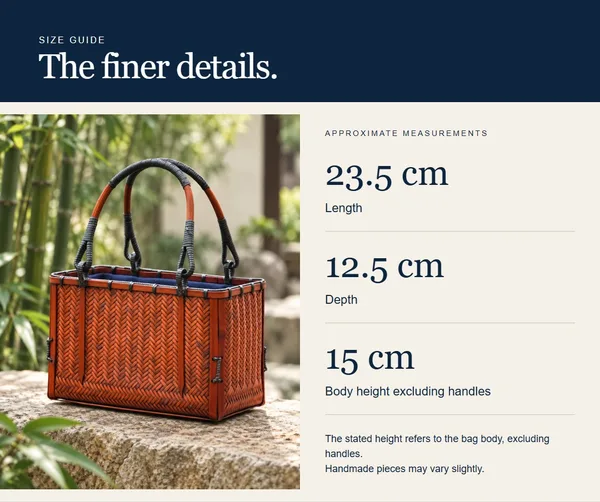 Terracotta frame tote — measurement diagram
