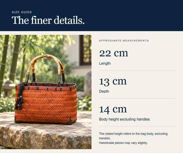 Arched-handle tote — measurement diagram