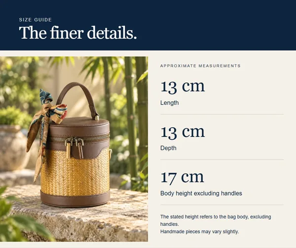 Ribbon cylinder bag — measurement diagram