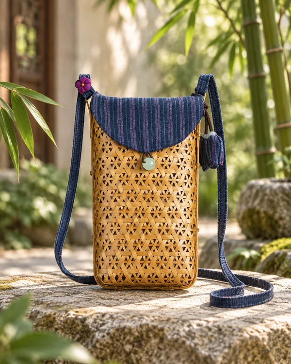 Indigo woven bag
