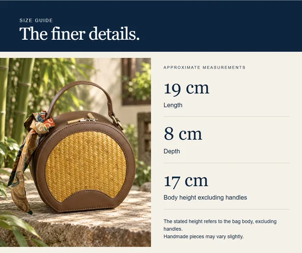 Round-frame handbag — measurement diagram