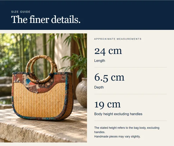 Ring-handle handbag — measurement diagram