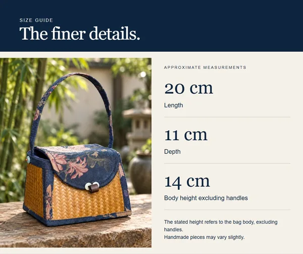 Floral box bag — measurement diagram
