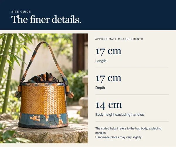Botanical bucket bag — measurement diagram