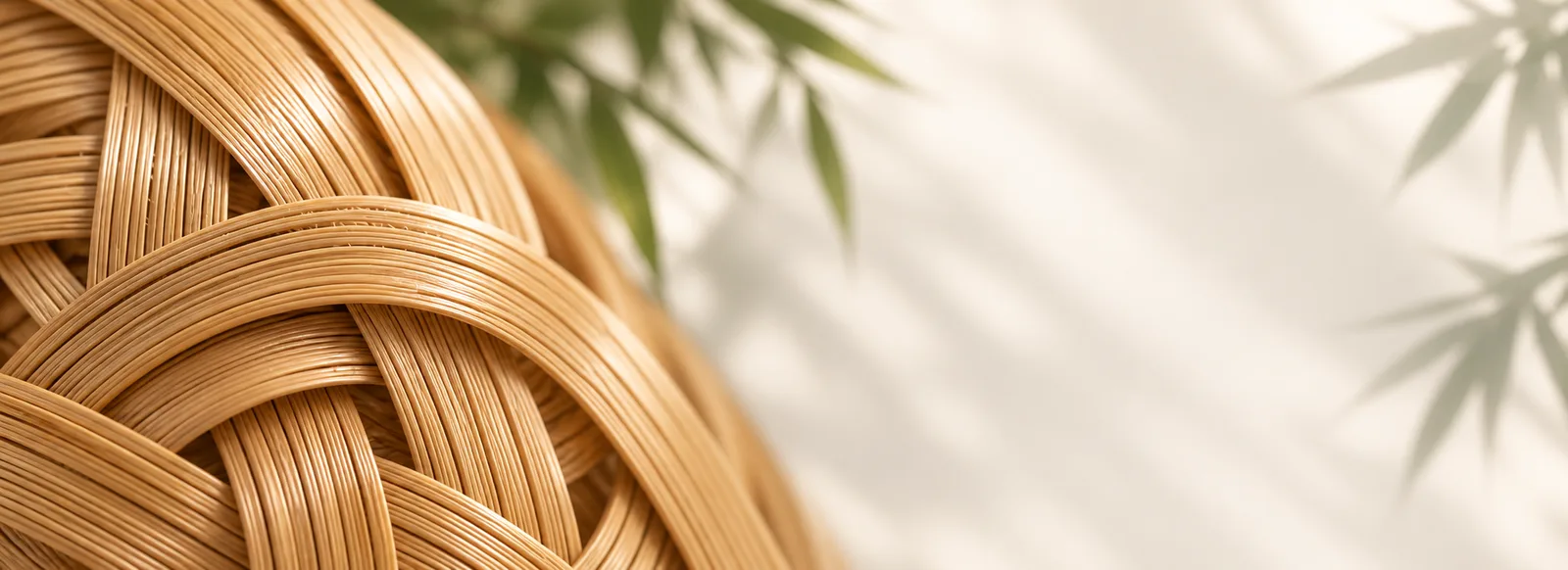 Close-up of handwoven bamboo texture